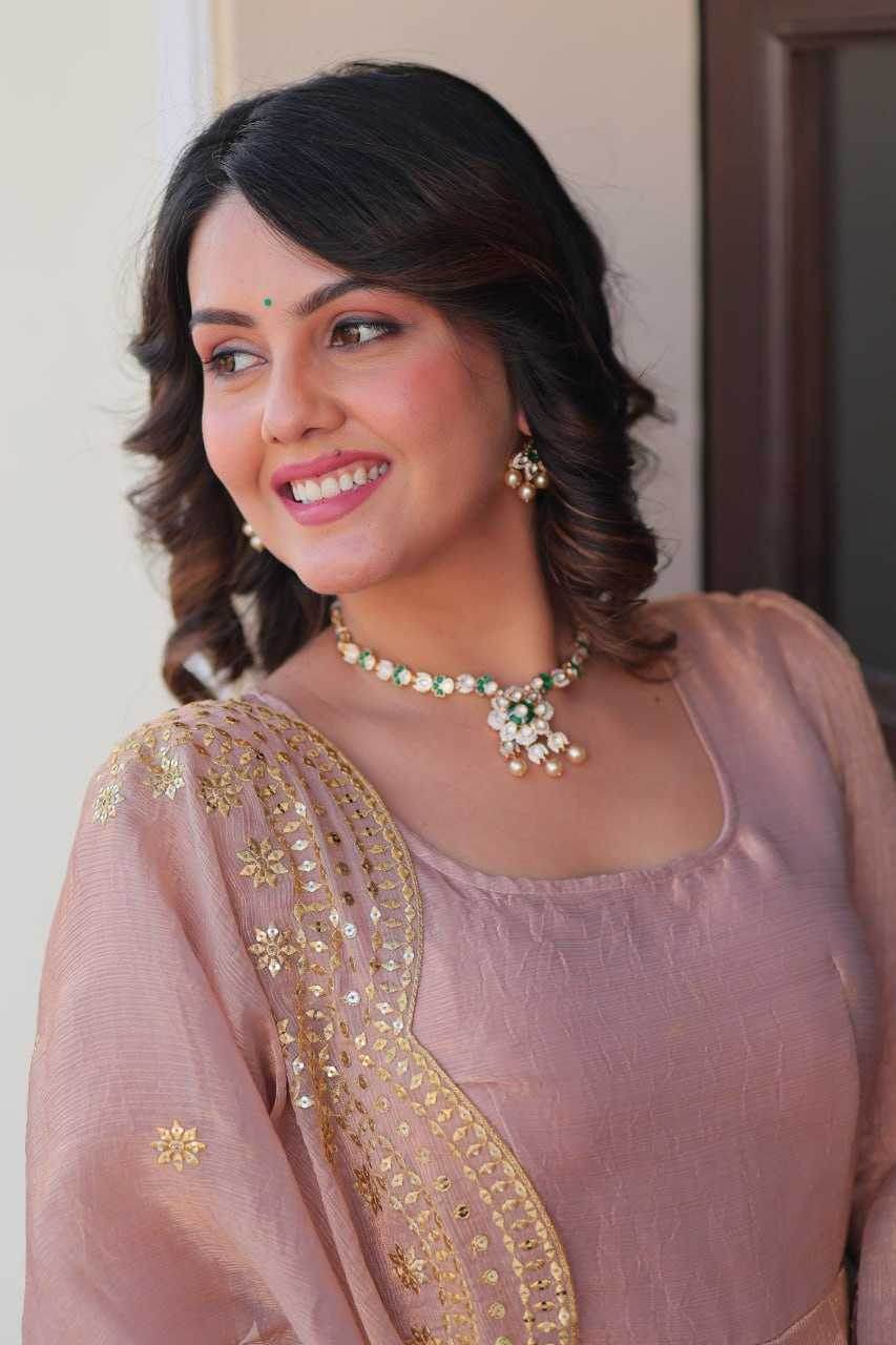 Chiffon Full Sleeve Gown With Dupatta - MYLUXURY LANE ENTERPRISE